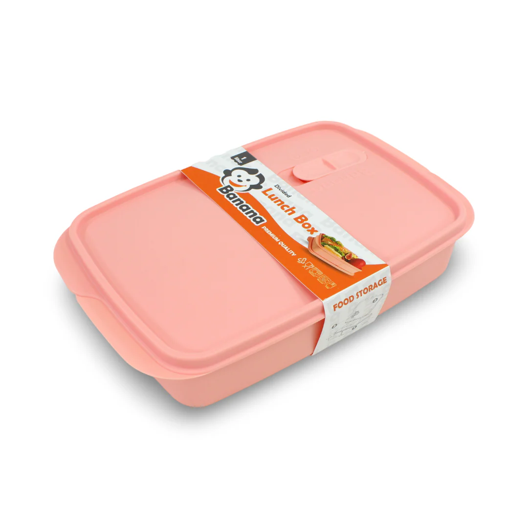 Banana Divided Lunch Box - 1 L (Salmon)