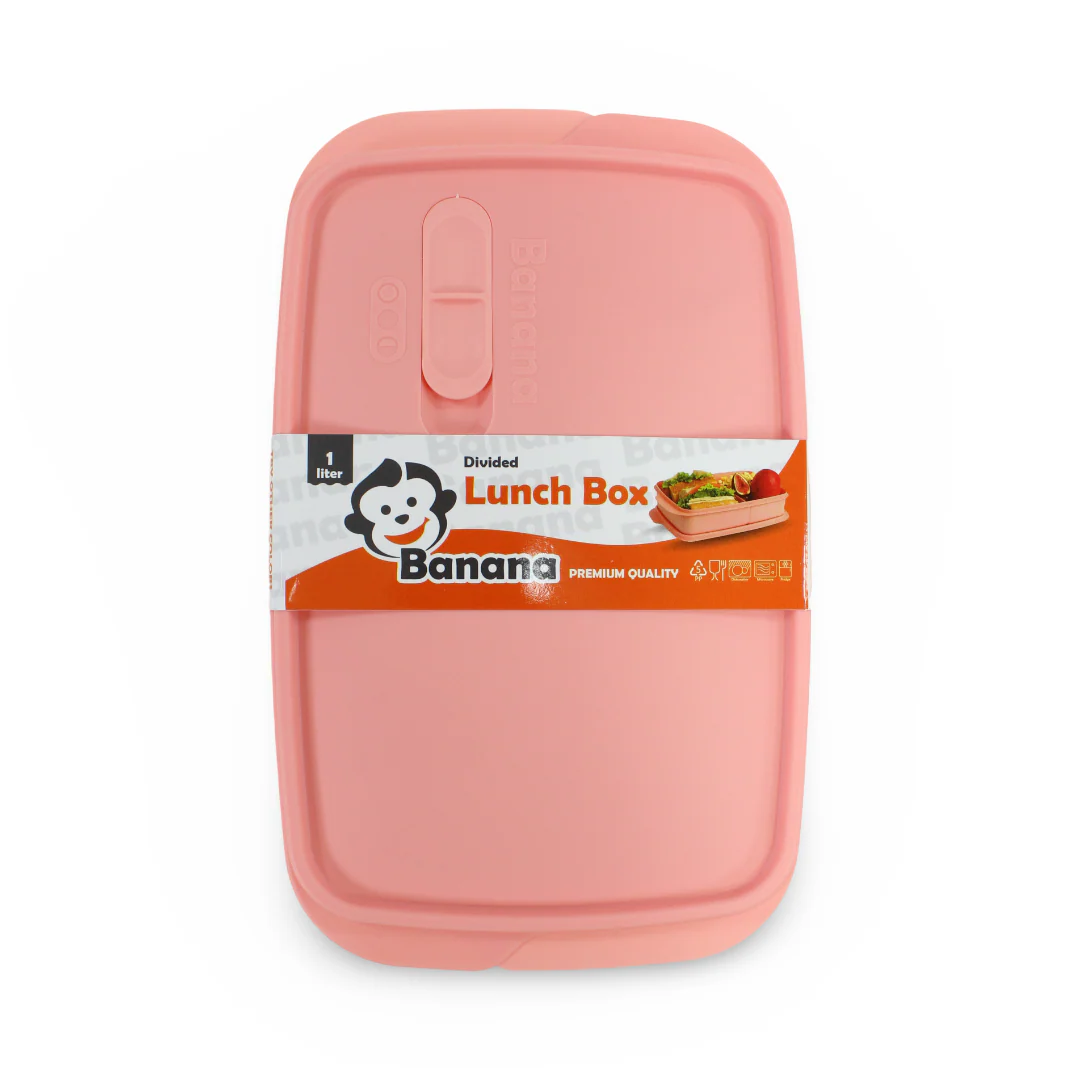 Banana Divided Lunch Box - 1 L (Salmon) - Image 3