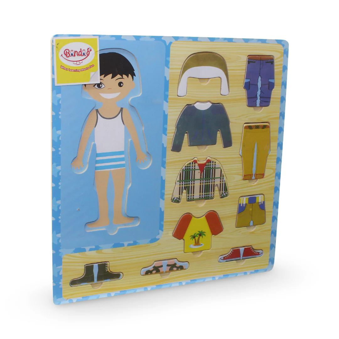 Wooden Matching Clothes Puzzle – Boys