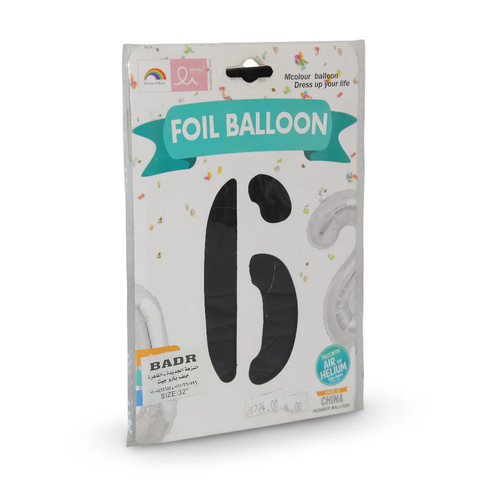 Number 6 Foil Balloon – Black