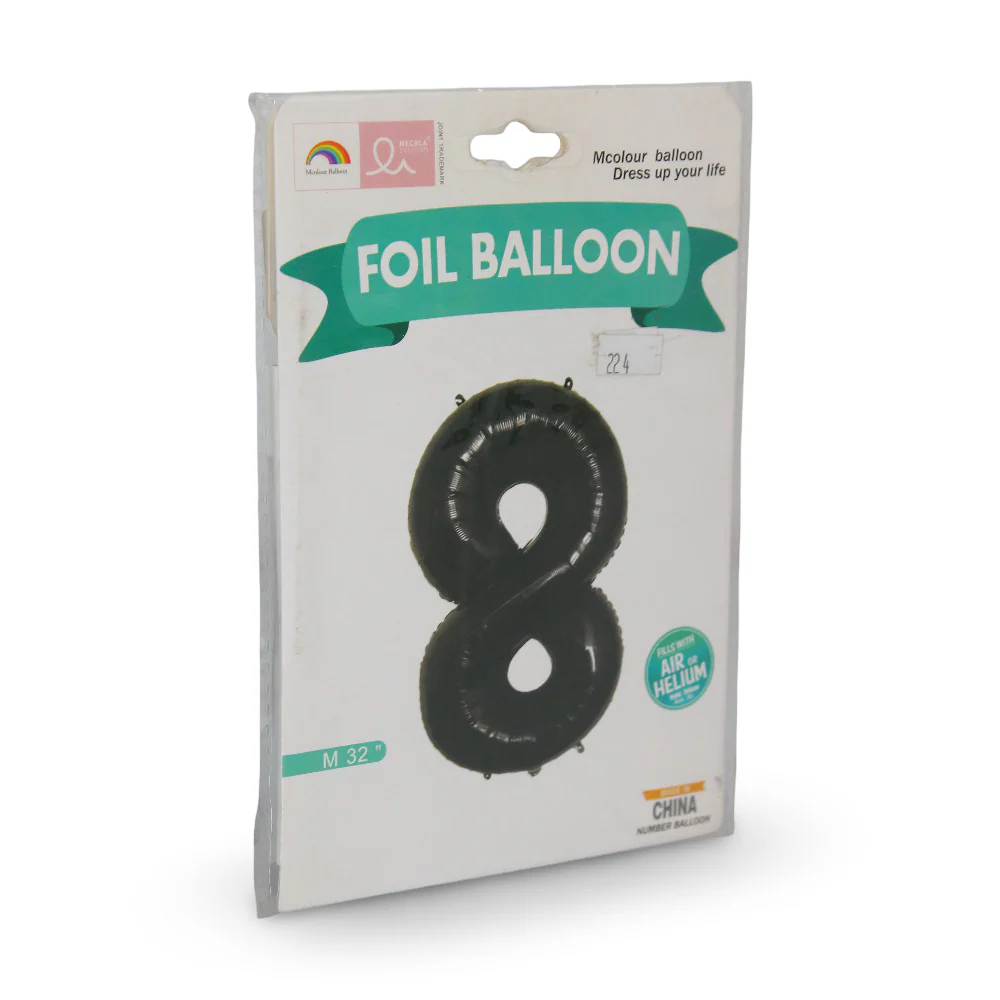 Number 8 Foil Balloon – Black