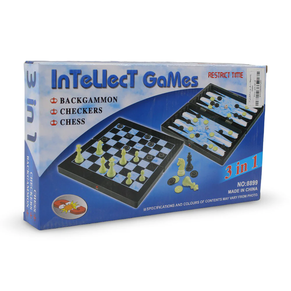InTellect Games 3-in-1 Magnetic Board Game Set (Chess, Checkers, and Backgammon) - Image 3