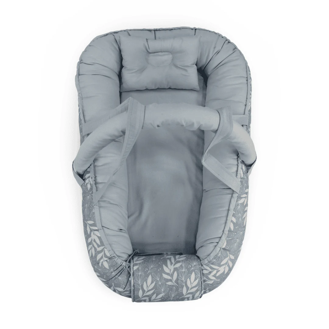 Kiddy Baby Nest – Baby Blue with Floral Pattern - Image 4