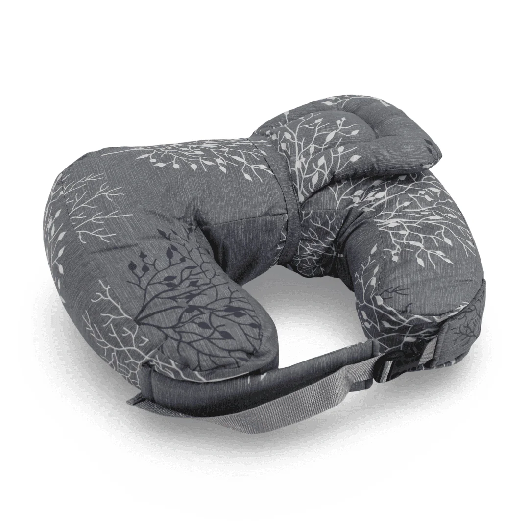 Baby Nursing Pillow – Grey with Floral Pattern