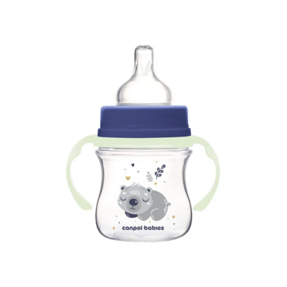 Canpol Babies EasyStart Wide-Neck Bottle 120ml – Sleepy Koala with Glow Handle (0m+) Blue - Image 3