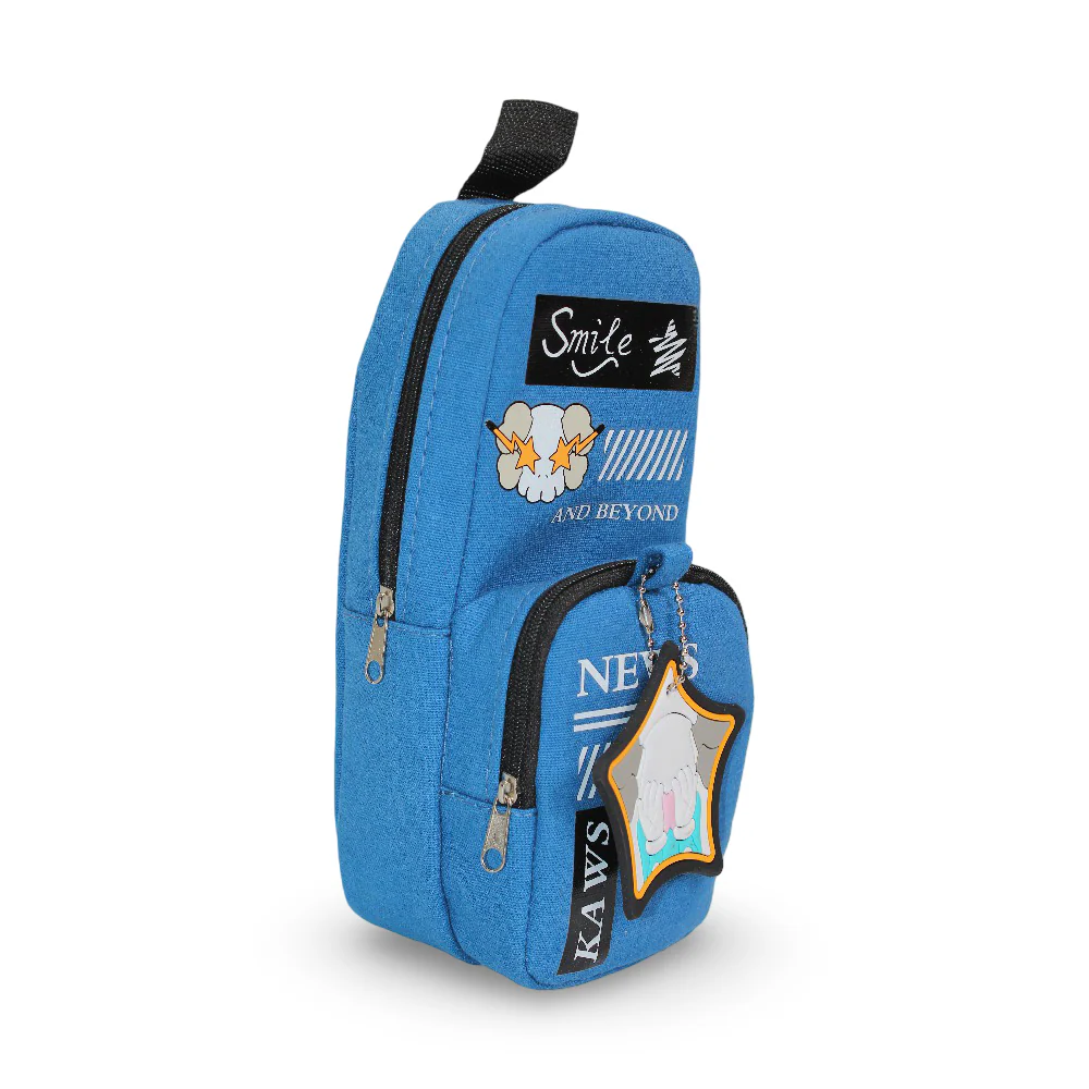 Pencil Case with Keychain Pocket – Baby Blue - Image 2