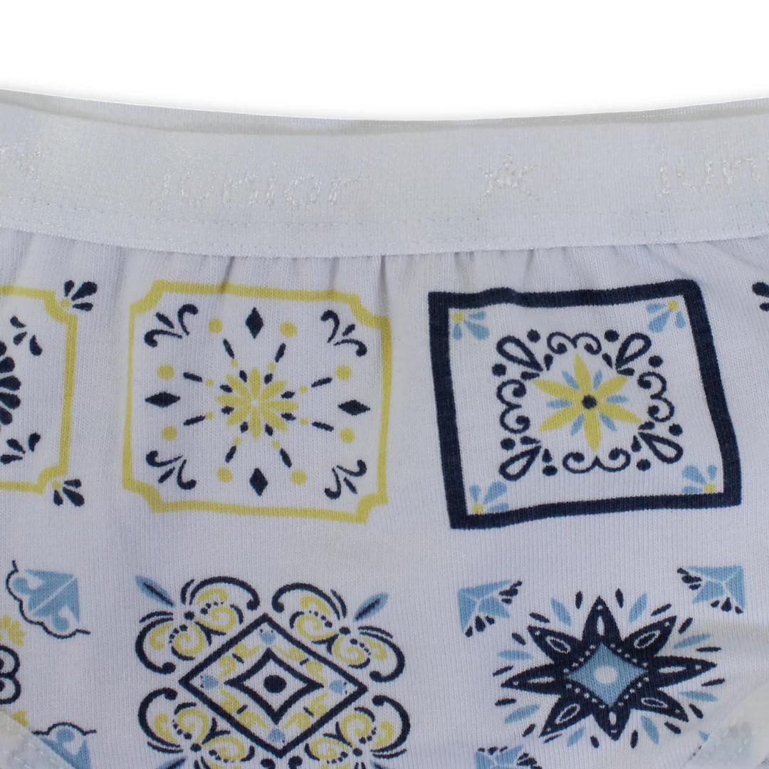Girls Cotton Panties – Off-White Floral Design - Image 3