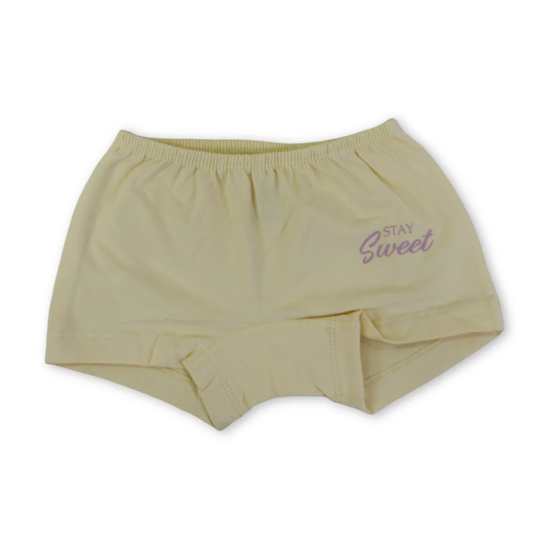Girls Cotton Pantie – Yellow with "Stay Sweet "Print