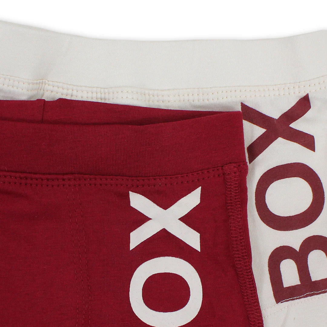 Boys Cotton Boxer Shorts Red & Beige – Pack of 2 - Image 3