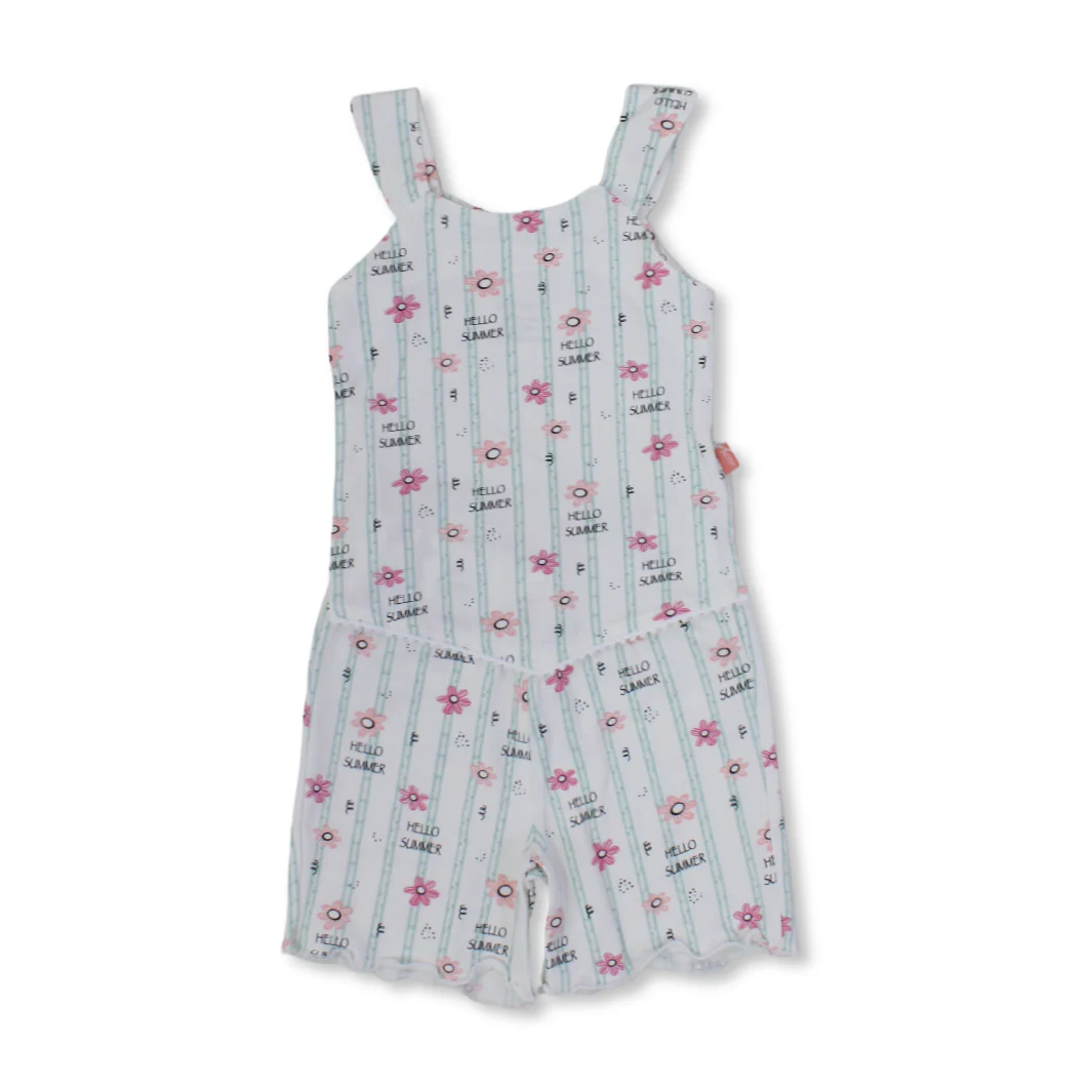 Baby Girls Pajama – Off-White with "Hello Summer" Print - Image 2