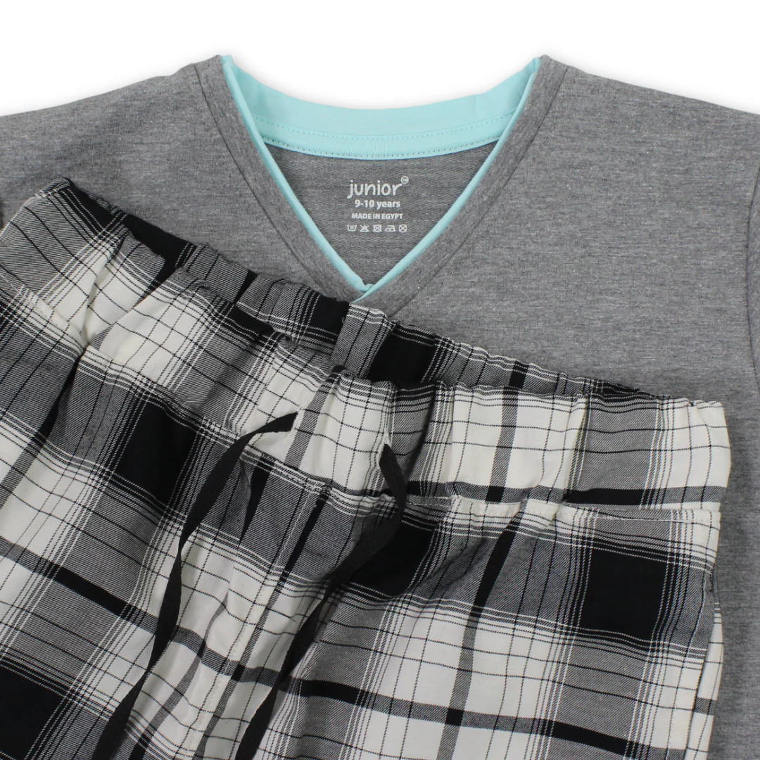 Boys Cotton Pajama – Grey with "Some Thing" Print - Image 3