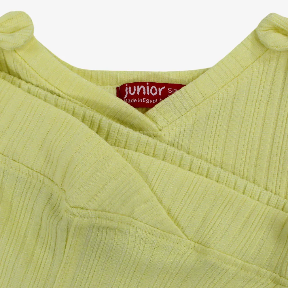 Girls Cotton Ribbed Sleeveless Pajama – Yellow - Image 3