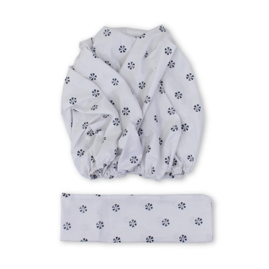 Cotton Bed Sheets – White with Floral Print - Image 2