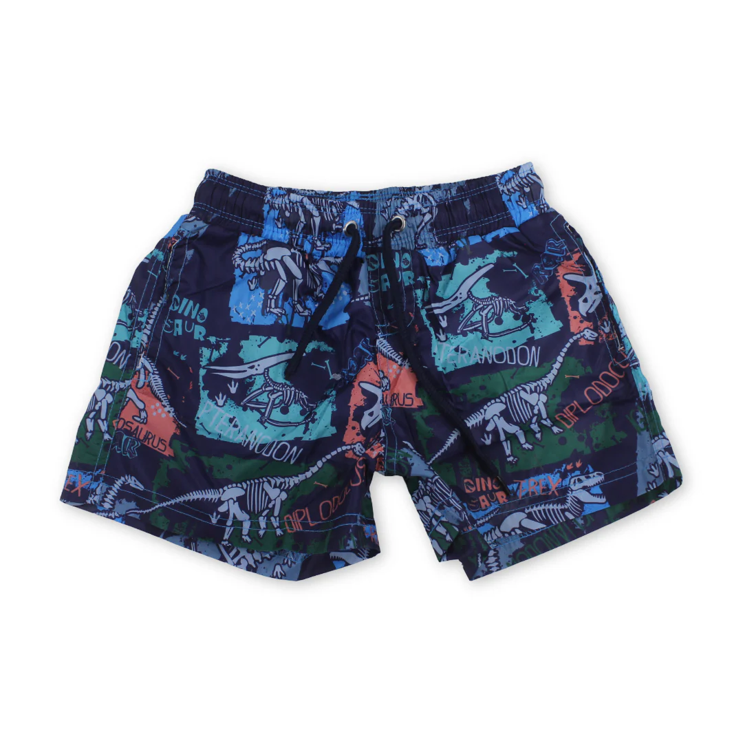 Baby Boys Swim Trunks – Navy with Dino Print
