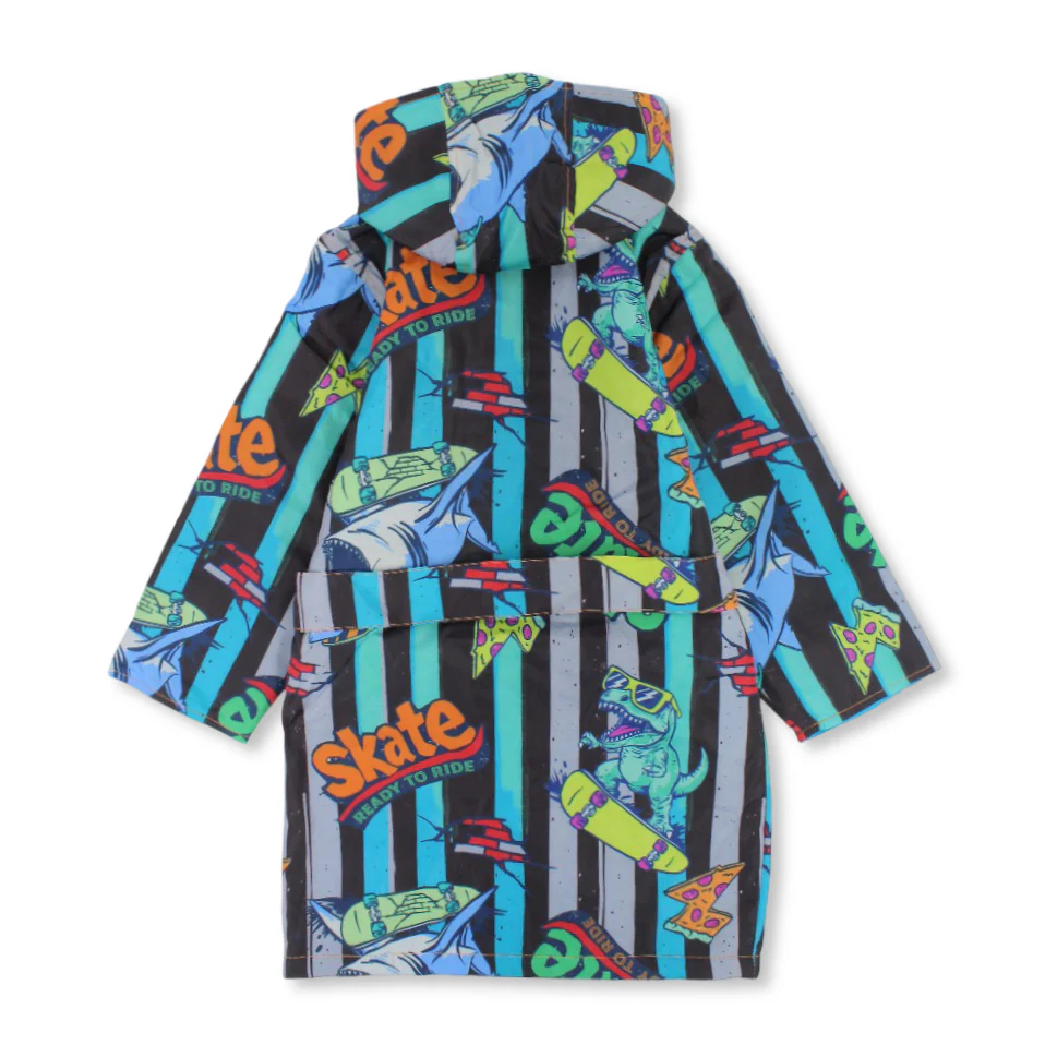 Boys Waterproof Swim Robe – Multicolor with Dino Print - Image 2