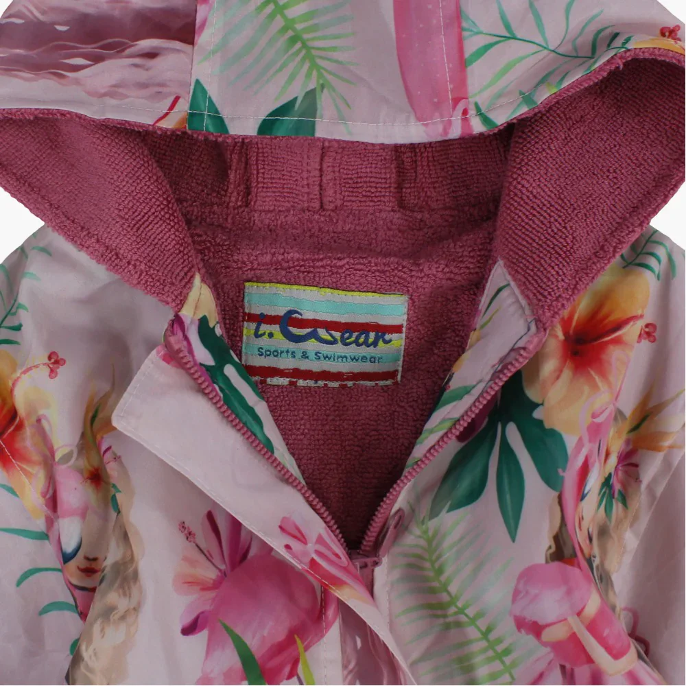 Girls Swim Robe – Pink with Flamingo Print - Image 3