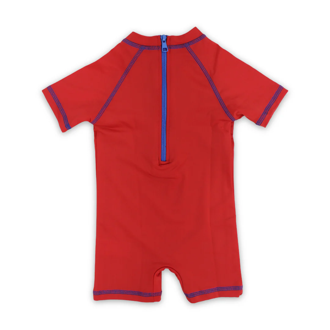 Boys Sunsuit One-Piece – Red with Spider-Man Print - Image 2