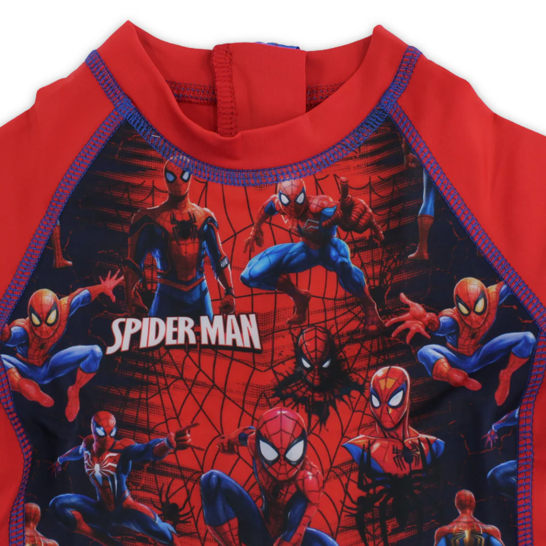 Boys Sunsuit One-Piece – Red with Spider-Man Print - Image 3