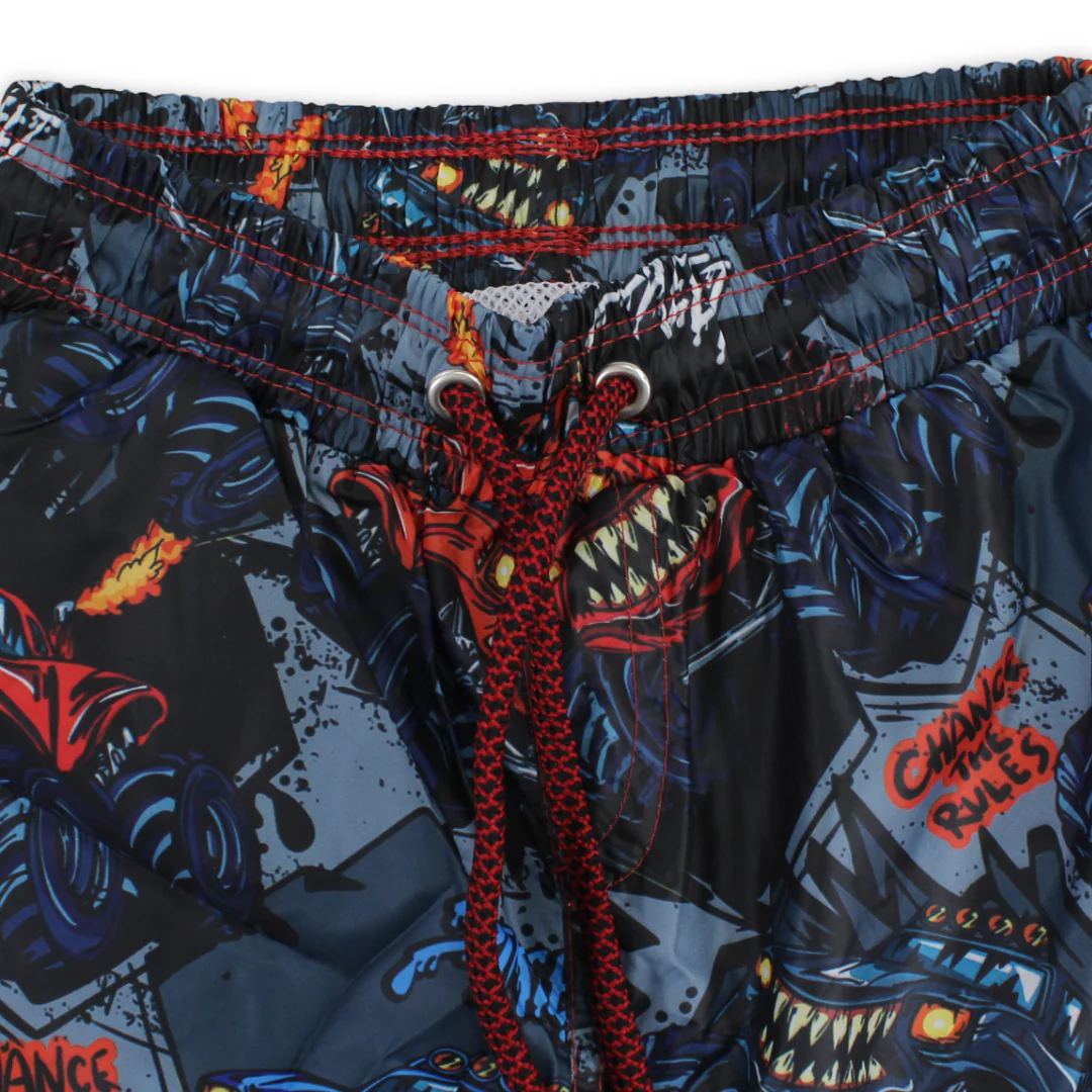 Boys Swim Trunks – Multicolor with Monster Truck Print - Image 3