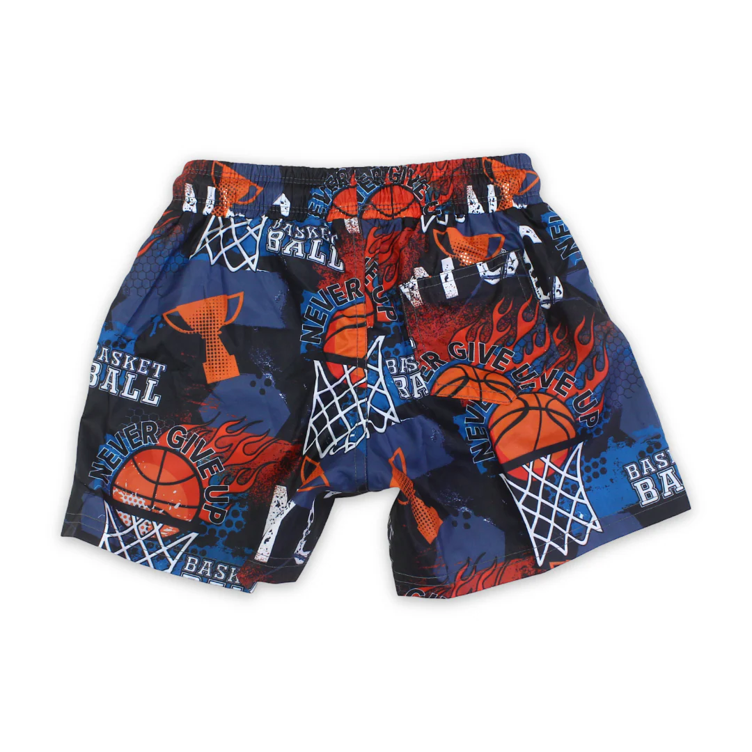 Boys Swim Trunks – Multicolor with Basket Ball Print - Image 2