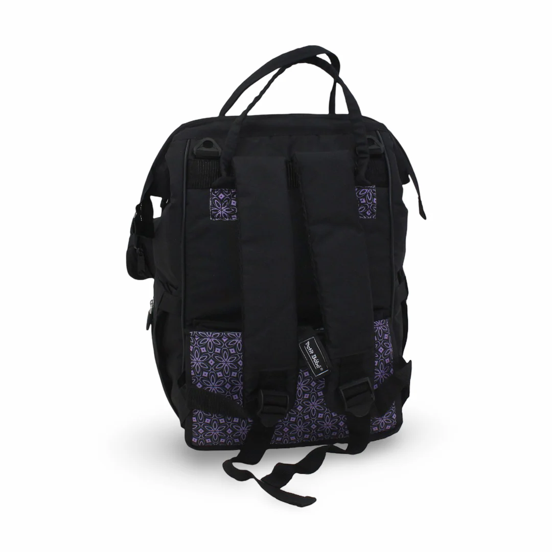 Petit Bebe Vea Baby Diaper Bag – Black & Purple - Image 2