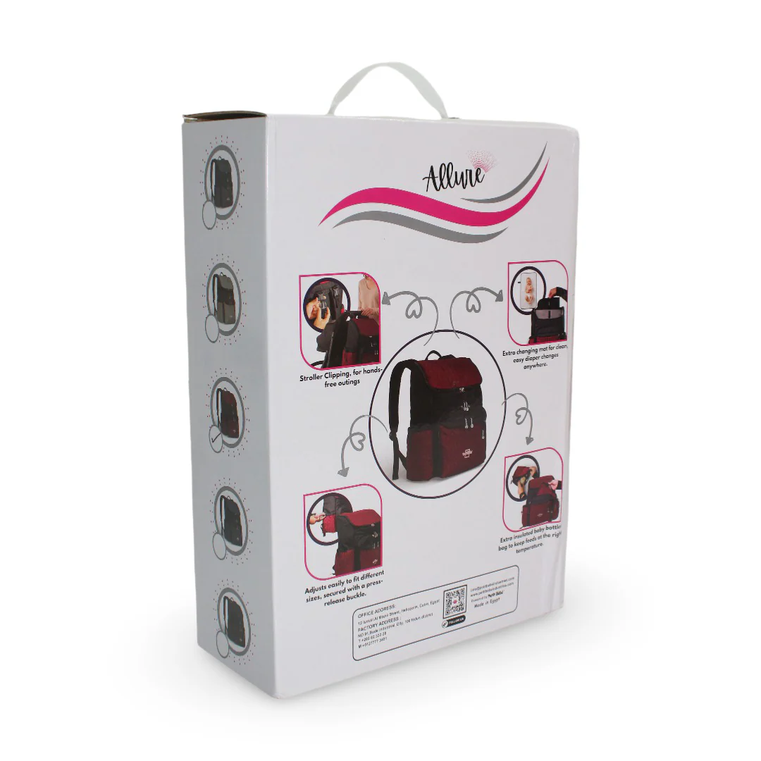 Petit Bebe Baby Diaper Backpack – Burgundy - Image 3