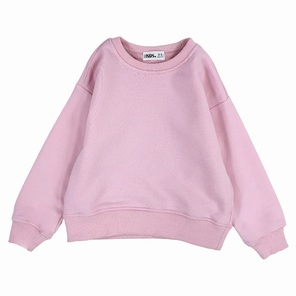 Girls Plain Cotton Sweatshirt – Pink