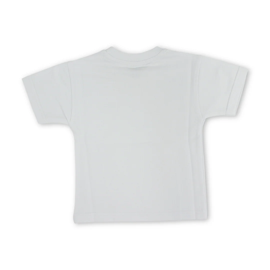 Baby Girls Cotton T-Shirt – White with Dog Sunglasses Print - Image 2
