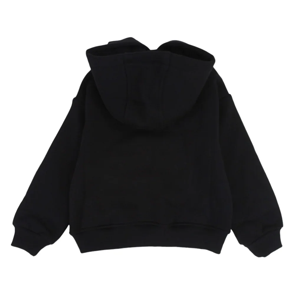 Girls Plain Cotton Hoodie – Black - Image 2