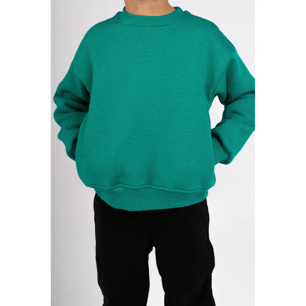 Unisex Plain Cotton Sweatshirt – Green - Image 2