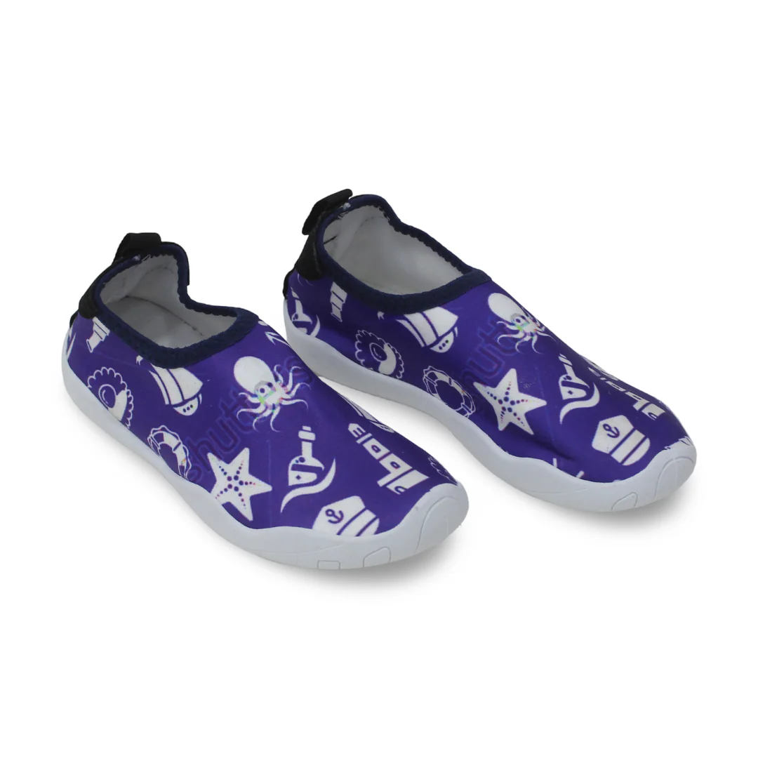 Unisex Kids Rubber Water Shoes – Royal Blue Nautical Marine Print