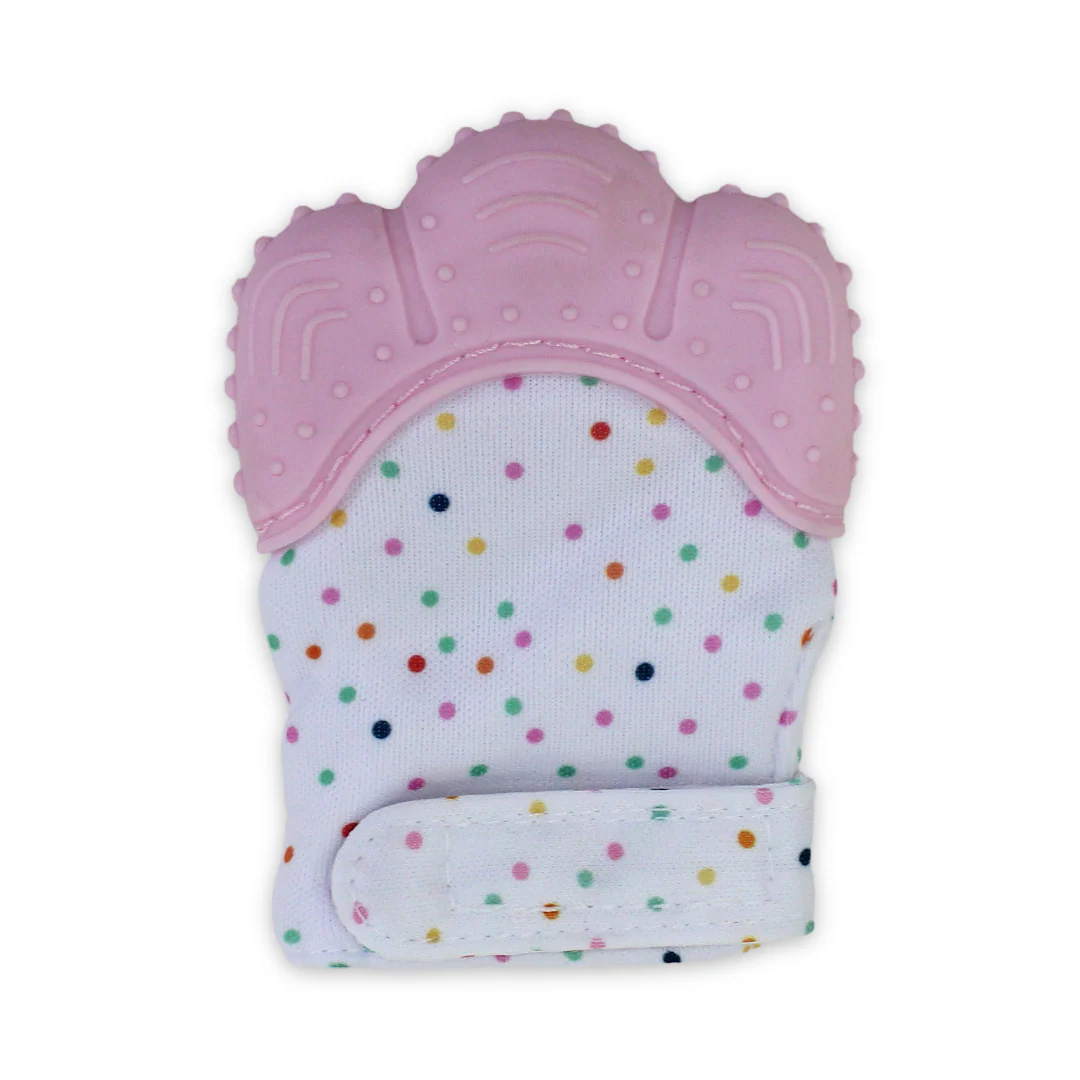 Smart Baby Gloves Teether – Pink with Polka Dots Print