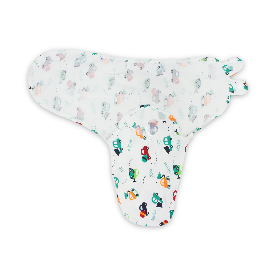 Cotton Baby Swaddle – Off-White with Equipment Print - Image 2