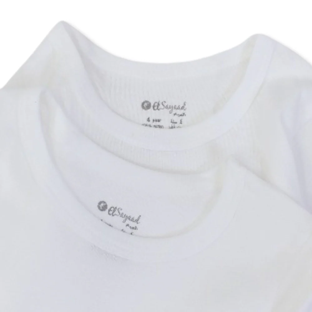 Unisex Kids Cotton Long-Sleeved Under Shirt White – Pack Of 2 - Image 3