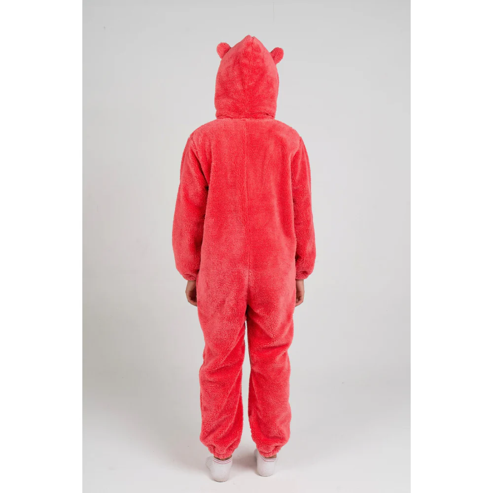 Unisex Fleeced Hooded Footless Onesie – Watermelon - Image 2