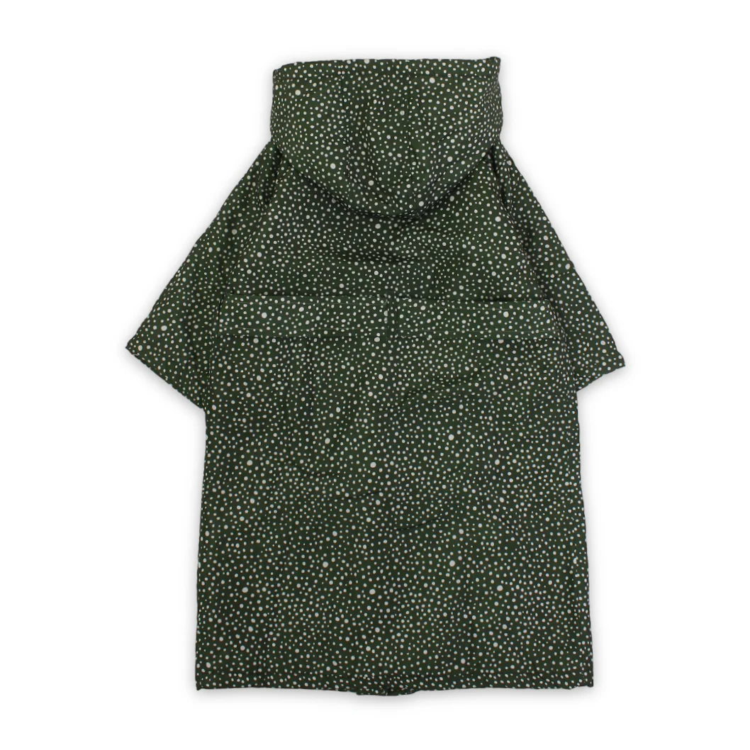 Girls Waterproof Swim Robe – Olive with Polka Dot Pattern - Image 2