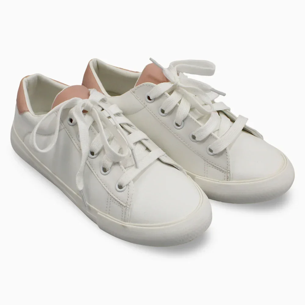 Girls Leather Shoes– White/Dustypink