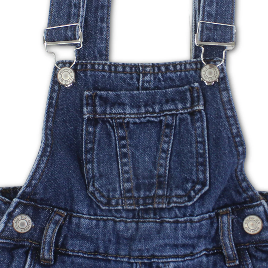 Girls Denim Bib Overall – Blue - Image 3