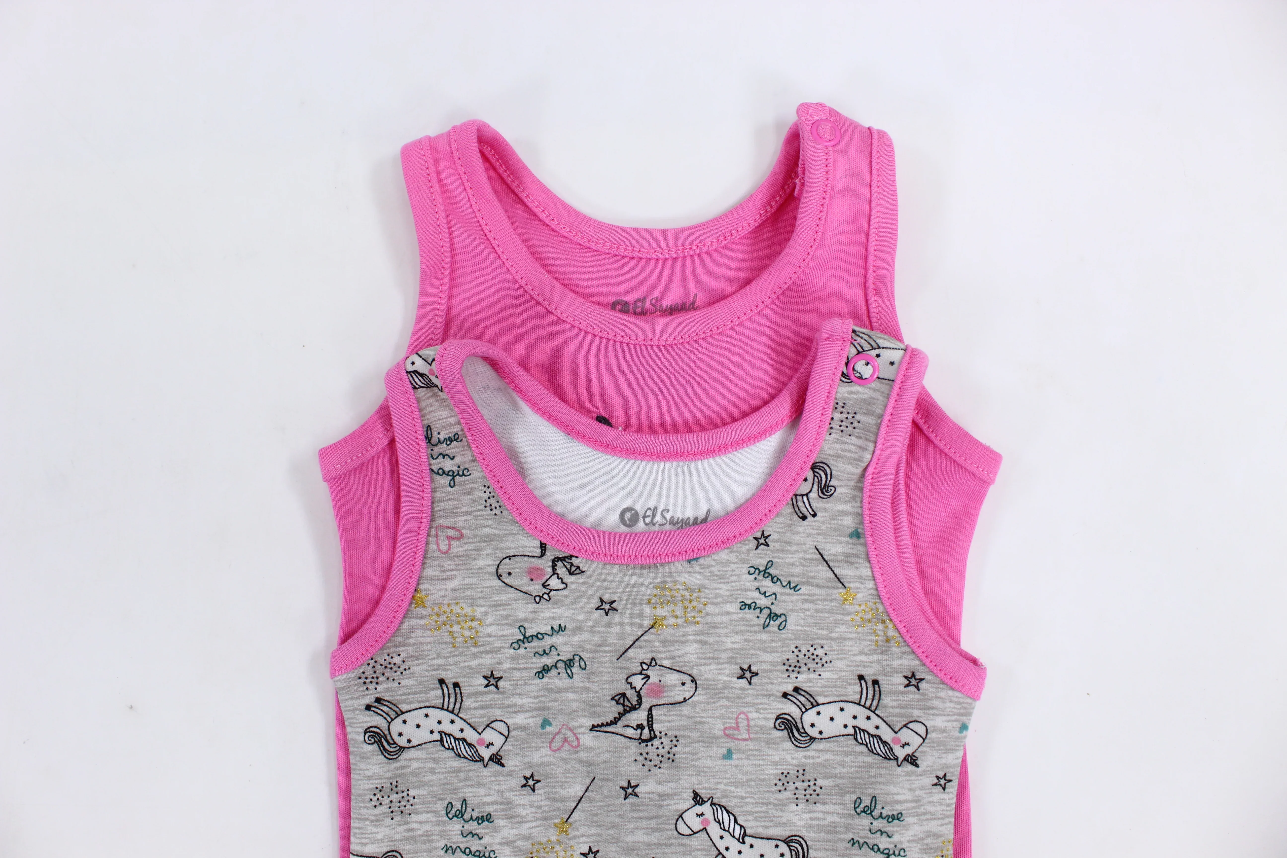 Pack of 2 - Baby Girls Cotton Underwear Bodysuit Pinkish with Unicorn Design - Image 3