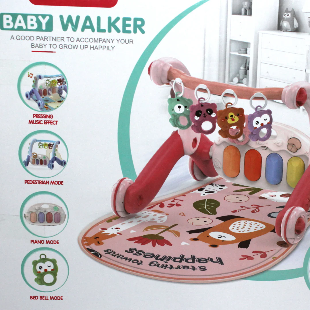 Happy Growth 6-in-1 Baby Walker and Activity Center (Light & Music) – Pink - Image 3