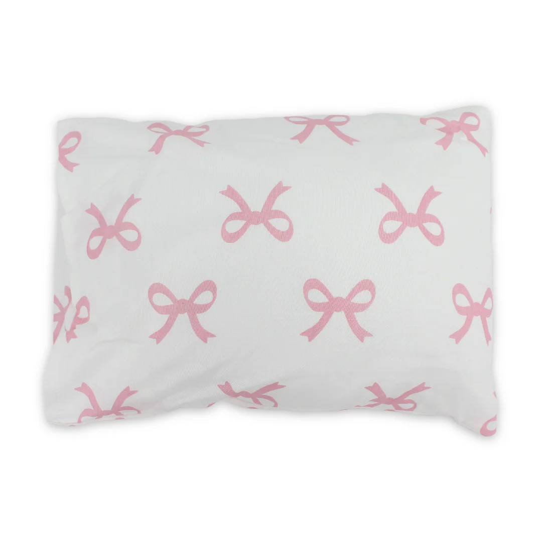 Cotton Baby Pillow – Off-White with Bows Print
