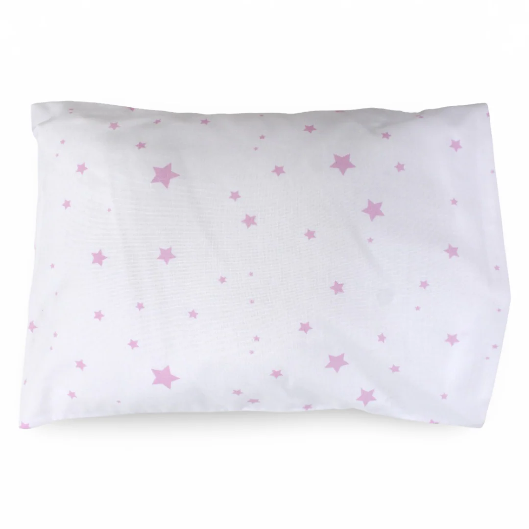 Cotton Baby Pillow with Pillowcase – White with Stars Print