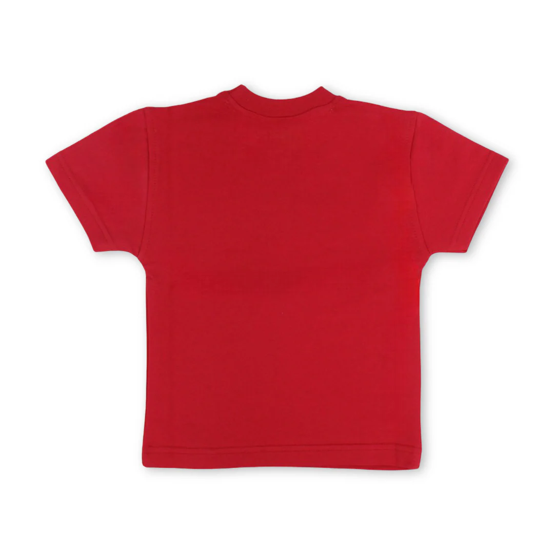 Unisex Baby Cotton T-Shirt – Red with "Always Smile" Print - Image 2