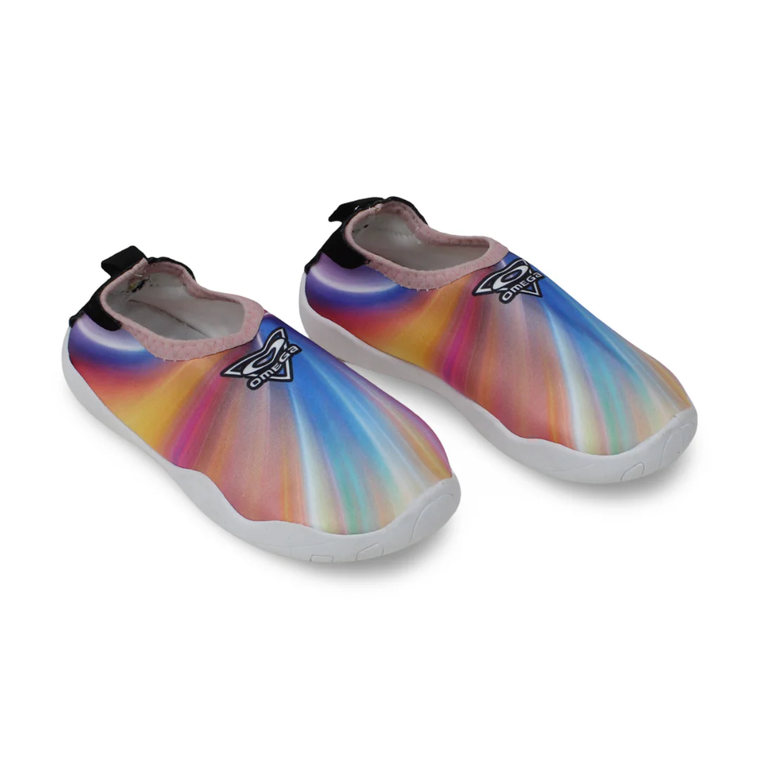 Girls Rubber Water Shoes – Abstract Rainbow Swirl Print