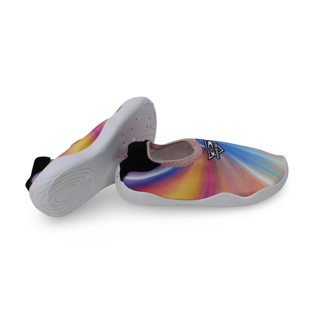 Girls Rubber Water Shoes – Abstract Rainbow Swirl Print - Image 3