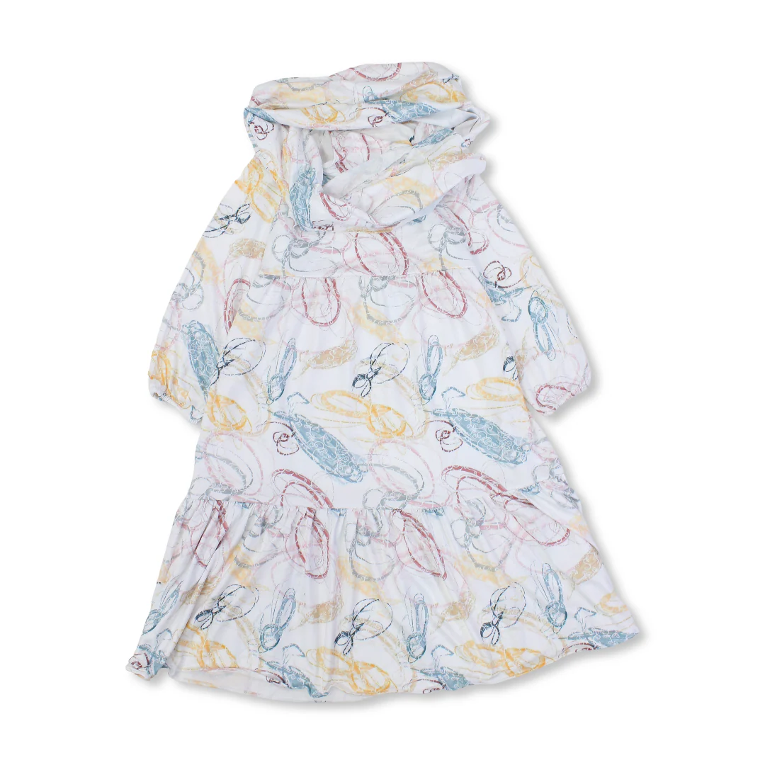 Girls Cotton Patterned Isdal – Off-White - Image 2