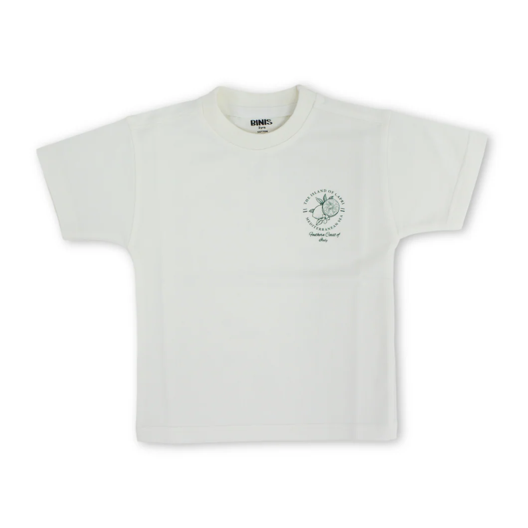 Unisex Baby Cotton T-Shirt – Off-White with Lemon Print