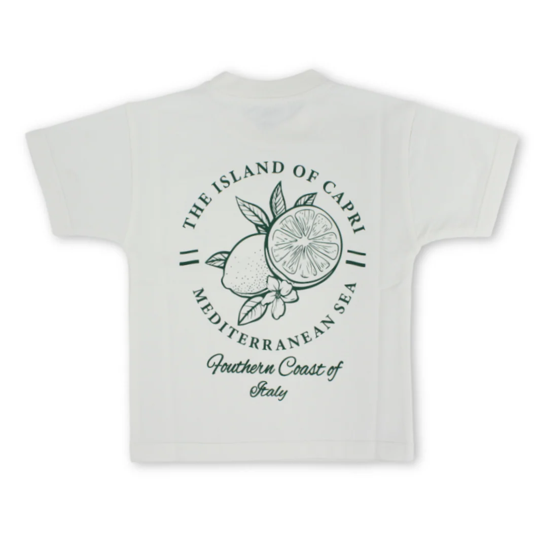 Unisex Baby Cotton T-Shirt – Off-White with Lemon Print - Image 2