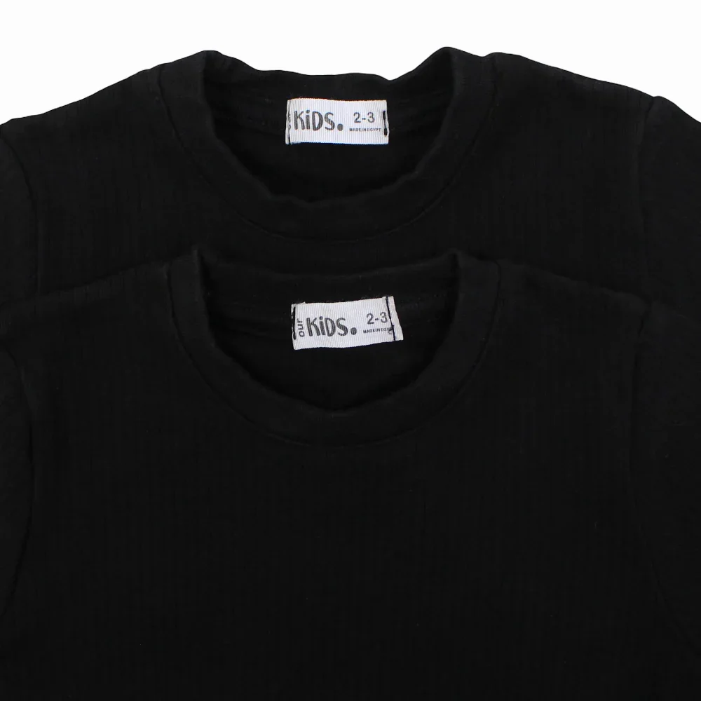 Pack of 2 – Unisex Ribbed Short-Sleeved Thermal Top Black - Image 4