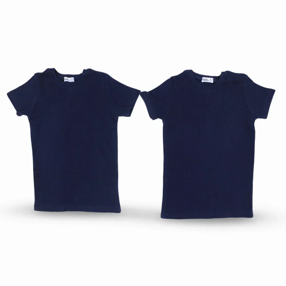 Pack of 2 – Unisex Ribbed Short-Sleeved Thermal Top Navy